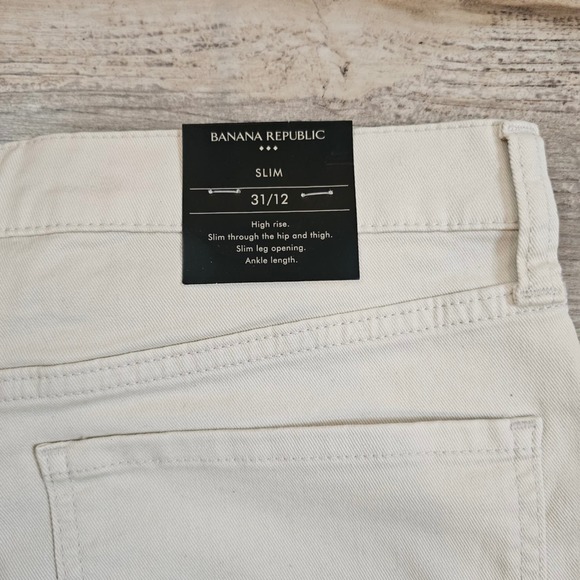 Banana Republic Jeans Womens 31/12 Ivory High‎ Rise Slim Leg Ankle Length - Picture 5 of 8